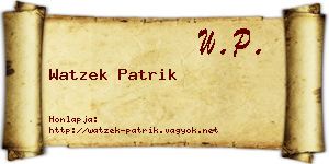 Watzek Patrik névjegykártya